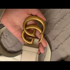 Authentic Thick Gold & White Gucci Belt